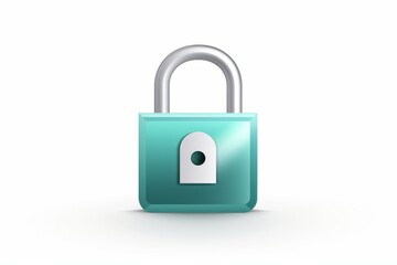 Naklejka premium Green Padlock on White Background