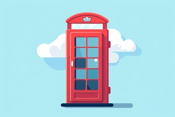 Obraz premium Iconic Red Phone Booth in a Clear Blue Sky