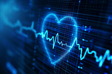 close up of a screen with a blue heartbeat showing the shape of a heart