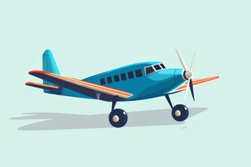 Small Blue Airplane With Propeller on Light Blue Background