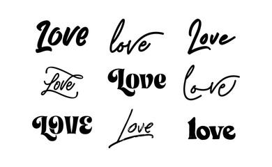 LOVE. Lettering vector illustration for poster, card, banner valentine day, wedding. Love text logo.