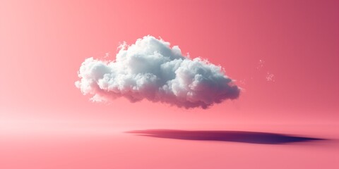 White cloud on pink background. Cloudscape concept