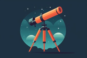 Telescope on Tripod With Stars in the Background