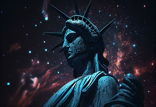 Starry Night - Statue of Liberty - New York - Generative AI