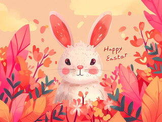 Festive Easter Card with  Easter Bunny Design