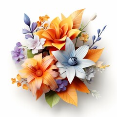 Stunning assortment of colorful wildflowers blossoming against a clean white background