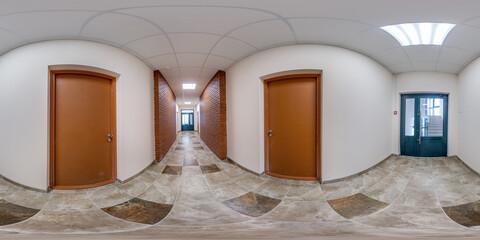 hdri 360 panorama in interior room in modern apartments, office with white empty corridor for room...