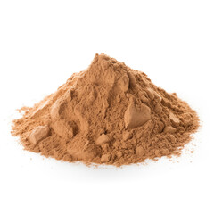 close up pile of finely dry organic fresh raw chicory root powder isolated on white background. bright colored heaps of herbal, spice or seasoning recipes clipping path. selective focus - obrazy, fototapety, plakaty