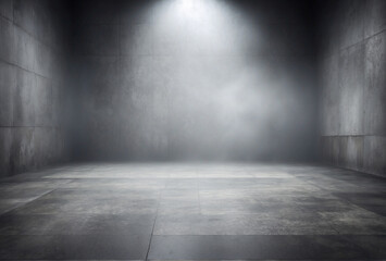 room with wall and floor with misty spotlight