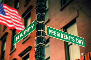 Presidents Day. Sign on a pole.