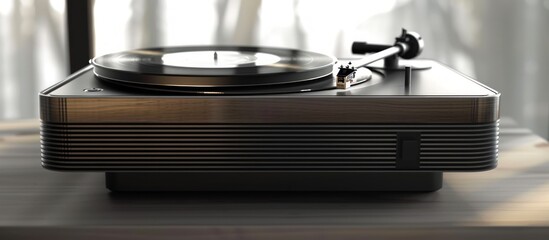 Analog Stereo Vinyl player with a vinyl disk, AI generated image
