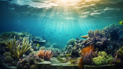 Fototapeta na wymiar How ocean acidification affects marine life generative ai
