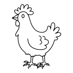 Easter cute chicken in line art, Easter cute chicken illustration in out line style