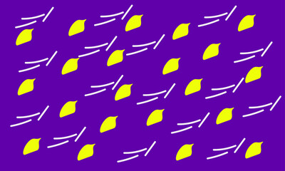 Vector pattern of green leaves with purple background.
