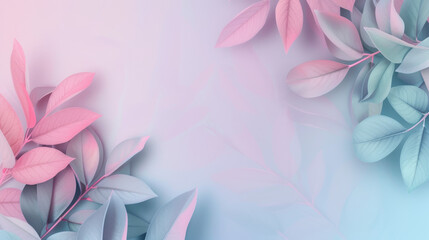 Pastel background and leaves with room for text