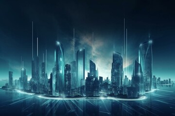 Concept of futuristic urban development with advanced technology and efficient networking. Generative AI