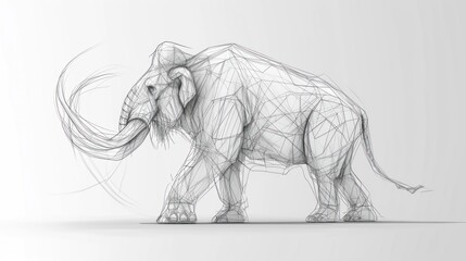 Hand pencil sketch drawing of mammoth the ancient prehistoric animal. - obrazy, fototapety, plakaty