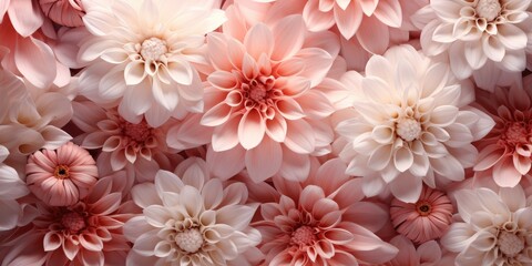 Abstract background from different flowers in peach color. Color of the year 2024. 