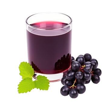 glass of 100% fresh organic blackcurrant juice with sacs and sliced fruits png isolated on white background with clipping path. selective focus