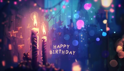 happy birthday candles in the style of colorful composition Generative AI
