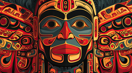Illustration of traditional masks from African culture
