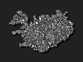 Creative map Iceland from random white dots