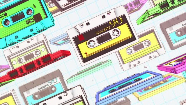 Retro Cassette Tapes Outlines 06
