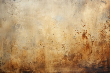 Fototapeta na wymiar Old concrete wall with worn paint, gritty and peeling, grunge brown texture abstract background with distressed, aged pattern