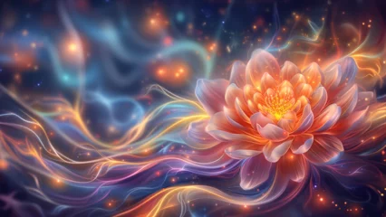 Fototapeten spirit lotus, lighting, high frequency, mind fullness © Amy