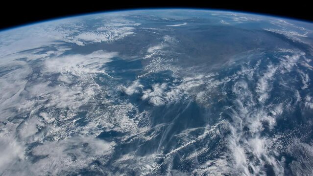 Europe to the Red Sea. As seen from the International Space Station. Elements of this image furnished by NASA. Corrected for flickering.