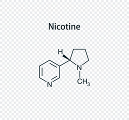 Chemical structure of nicotine. Vector illustration isolated on transparent background.