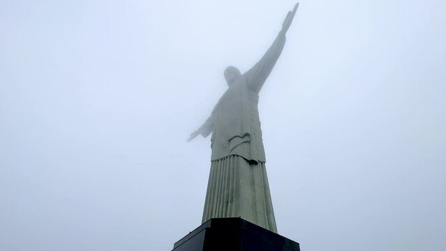 Corcovado Christ the Redeemer in the fog. Rio de Janeiro, Brazil
