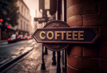 Street Sign to Coffee. Generative AI