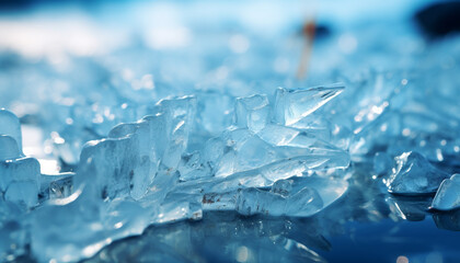 Transparent ice crystal reflects the beauty of nature frozen wave generated by AI