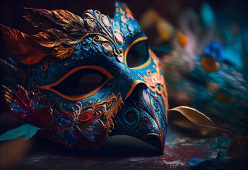 Gardinen colorful carnival mask. Generative AI © Cirilla