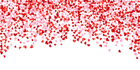 Paper cut pink heart shapes flying vector background. Valentines Day sale decor. Postcard