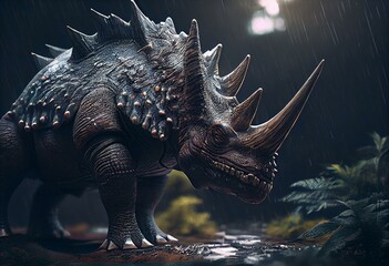 Le Triceratops. Generative AI - obrazy, fototapety, plakaty