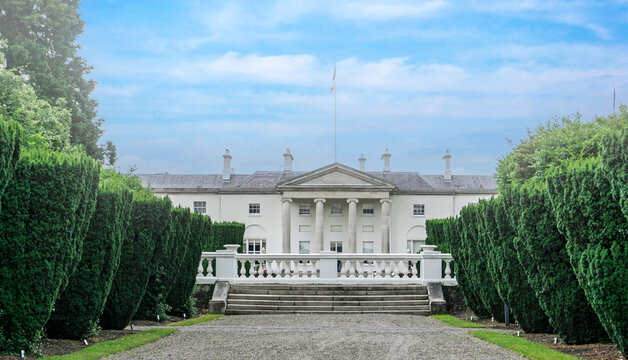 &Aacute;ras an Uachtar&aacute;in, the official residence of the President of Ireland in the Phoenix Park in Dublin, Ireland.