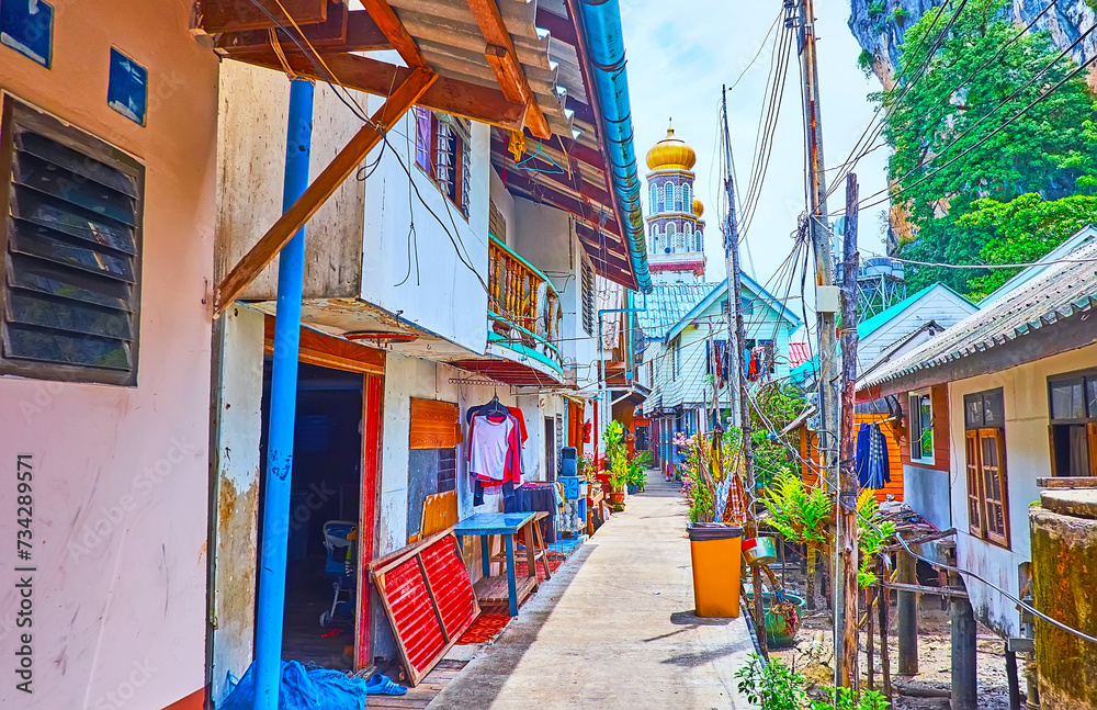 Wall mural The living street in Ko Panyi village, Phang Nga Bay, Thailand