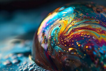 a close up of a colorful object on a surface