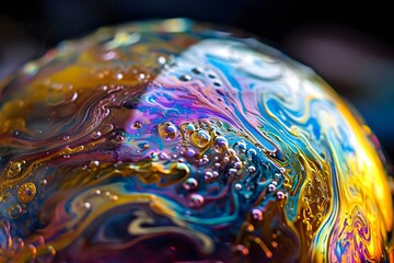 a close up of a colorful object with drops of water on it