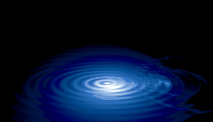 16:9 widescreen abstract dark blue background, water ripples / rings, 