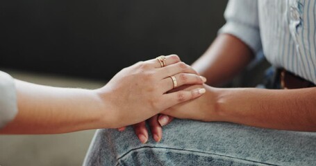 People, hands and consulting or empathy for mental health in therapy, counseling or patient consultation. Psychology, woman and therapist or compassion with comfort for healthcare session and support