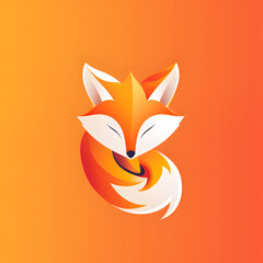 A logo illustration of a playful fox on a fiery orange background. Created with generative AI.
