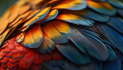 Obraz premium a close up of a colorful bird's feathers