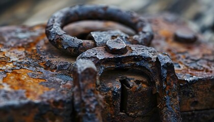 a close up of a rusted metal object - Powered by Adobe