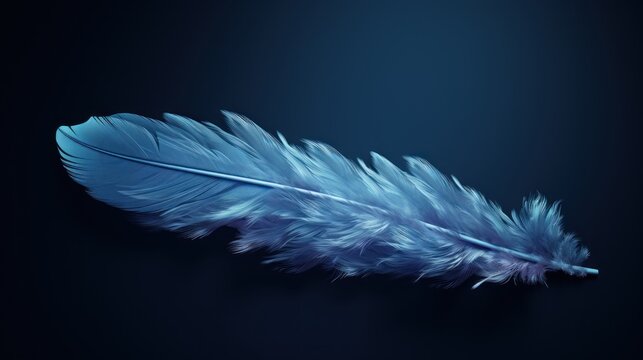 a close up of a blue feather on a black background with a blurry image of a bird's wing.