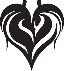 Chic Decorative Icon Refined Black Heart Shape Abstract Love Symbol Sleek Vector Design Element