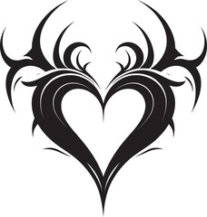 Sleek Vector Heart Intriguing Black Decorative Symbol Graceful Abstract Heart Contemporary Vector Design Element