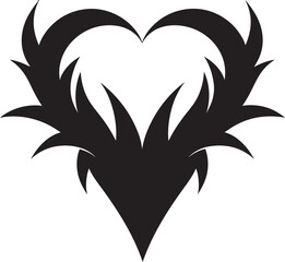 Intricate Heart Silhouette Minimalistic Black Decorative Icon Stylish Minimalist Heart Intriguing Vector Design Symbol